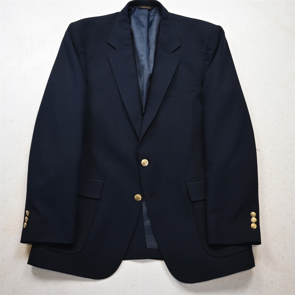 Vtg USA Made 44R Navy Blue Washable Mens Blazer Suit Jacket Sport Coat
